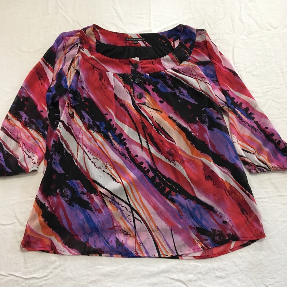 Sara Michelle colorful lined blouse